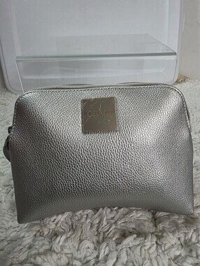 Obagi Silver Metallic Cosmetic Case Bag